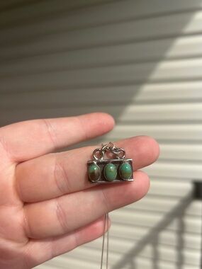 Mini Three Stone Turquoise Pendant